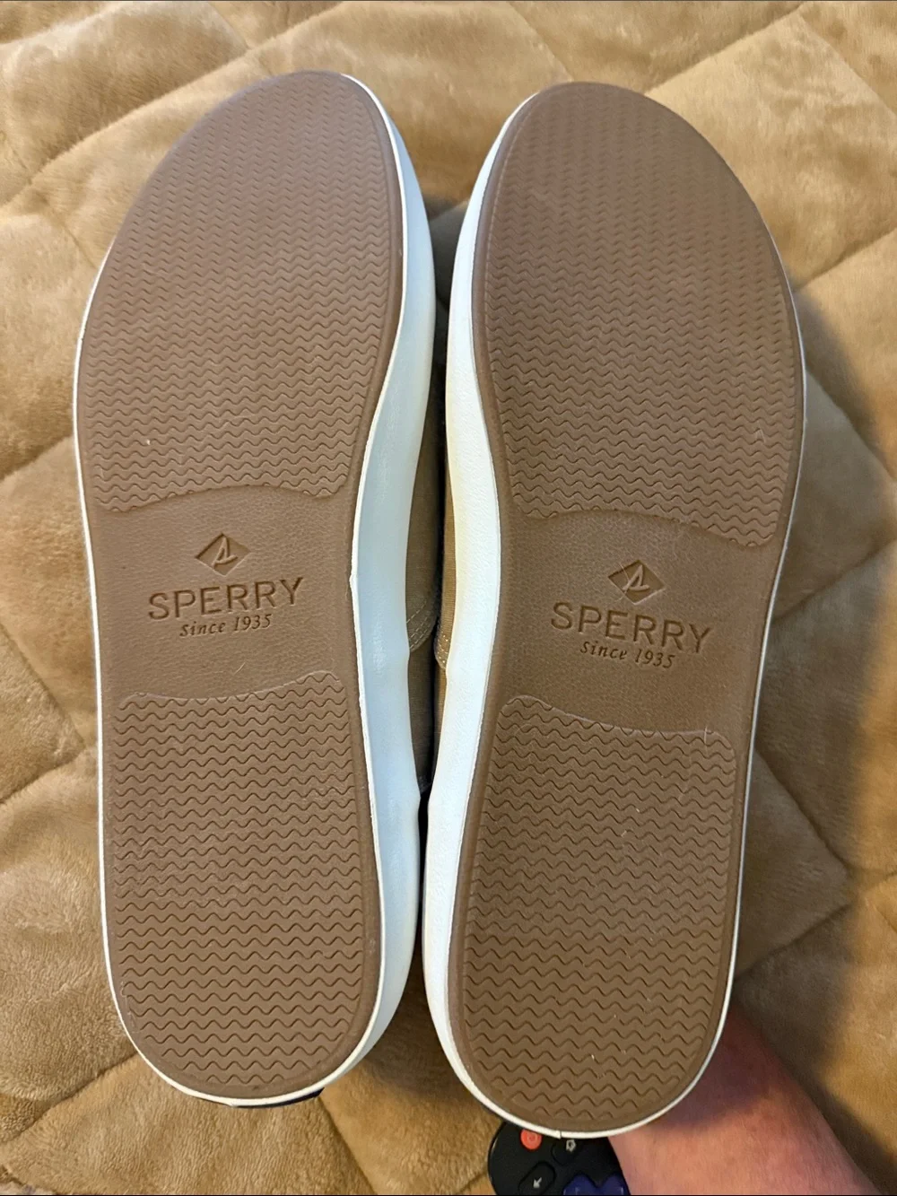 Sperry Men's Taupe Canvas Lace-Up Boat Shoes, NWOT